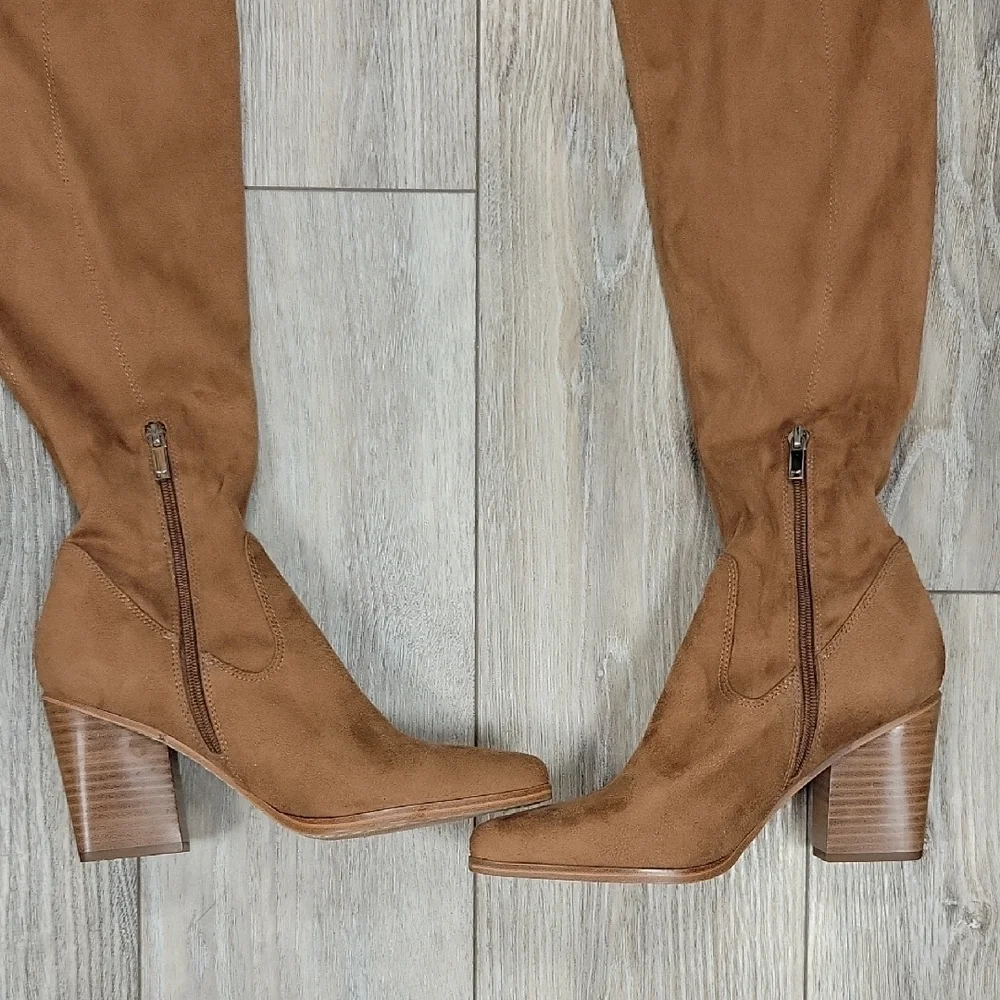 Marc Fisher Brown Over-the-Knee Boots with Block Heel